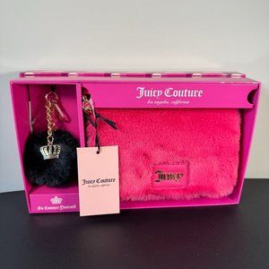 Juicy Couture Free Love Pink Flap Crossbody & Black Keychain Gift Box Set - NWT